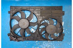 Б/у моторчик вентилятора радиатора для Skoda Octavia A5 2004-2013 2.0TDI КОМПЛЕКТ (МОТОРЧИК + ДИФФУЗОР)