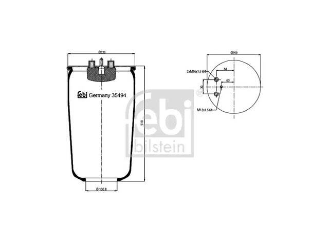 Баллон пневматической рессоры TD1571042 на VW SCIROCCO (137, 138) 2008-