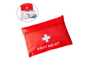 Аптечка первой помощи универсальная 'First aid kit' Красная 14х20см, аптечка медицинская с наполнением (ST)