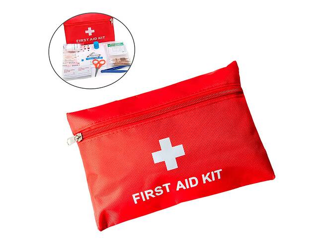 Аптечка первой помощи универсальная 'First aid kit' Красная 14х20см, аптечка медицинская с наполнением (ST)
