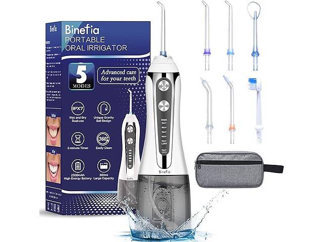 Беспроводная насадка для зубов с водой, 5 режимов, ирригатор для полости рта Binefia