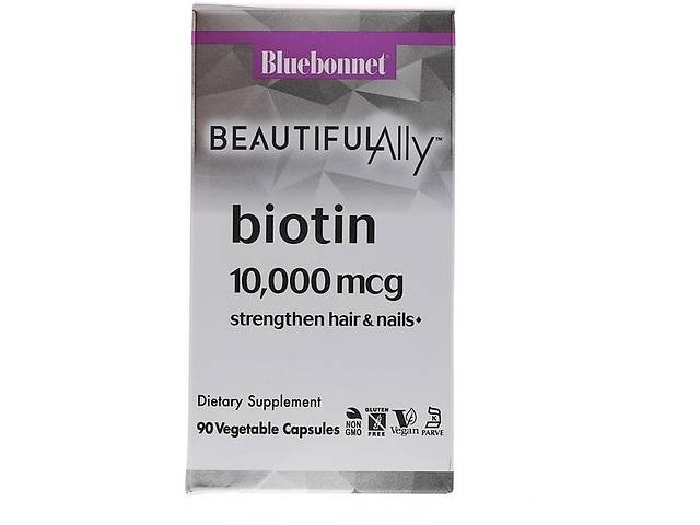 Биотин Bluebonnet Nutrition Beautiful Ally, Biotin 10000 mcg 90 Veg Caps