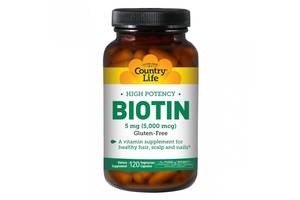 Биотин Country Life High Potency Biotin 5 mg 120 Caps