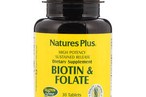 Биотин Nature's Plus Biotin & Folate 30 Tabs NTP1792