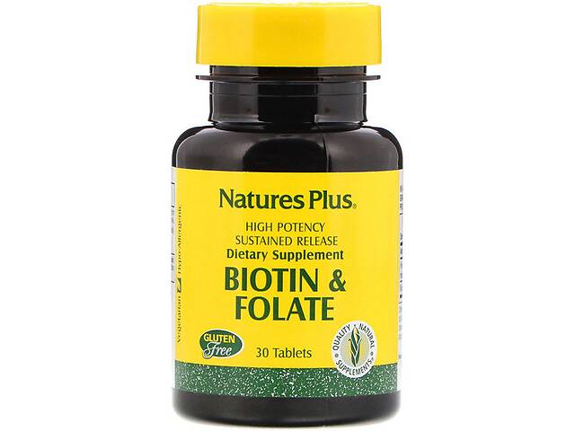 Биотин Nature's Plus Biotin & Folate 30 Tabs NTP1792