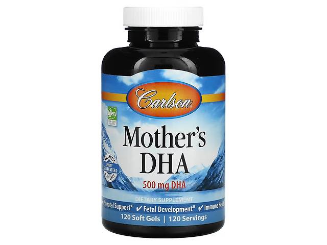 DHA для беременных и кормящих матерей 500 мг Mother's DHA Carlson 120 желатиновых капсул