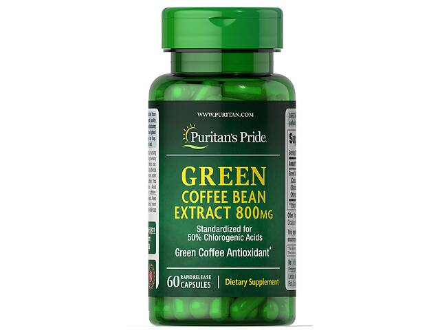Добавка Puritans Pride Зеленый кофе 800 мг 60 капсул (33417)