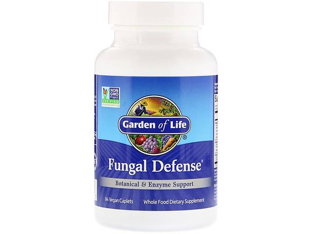 Ферментная поддержка и растительная защита от грибков, Fungal Defense, Garden of Life, 84 вегетарианские капсулы