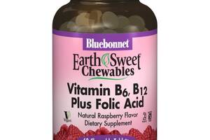 Фолиевая кислота Bluebonnet Nutrition Vitamin B6, B12 + Folic Acid 60 Chewable Tabs Natural Raspberry Flavor BLB0445