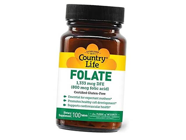 Фолиевая кислота Folic Acid 800 Country Life 100 таб (36124110)