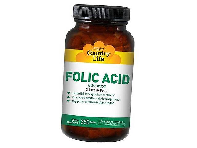 Фолиевая кислота Folic Acid Country Life 250 таб (36124073)