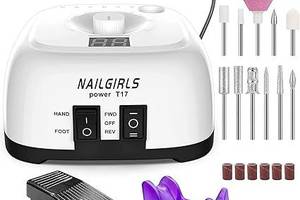 Фрезер для маникюра и педикюра NAILGIRLS Power T17 35000 об/мин, с педалью для ноги