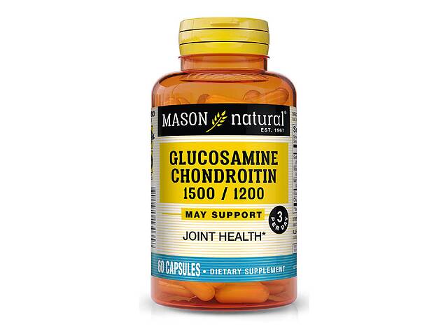 Глюкозамин и Хондроитин 1500/1200 Glucosamine Chondroitin Mason Natural 60 капсул