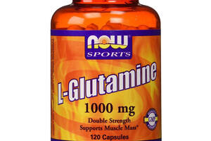 Глютамин 1000 мг, L-Glutamine, Now Foods Sports, 120 каспул