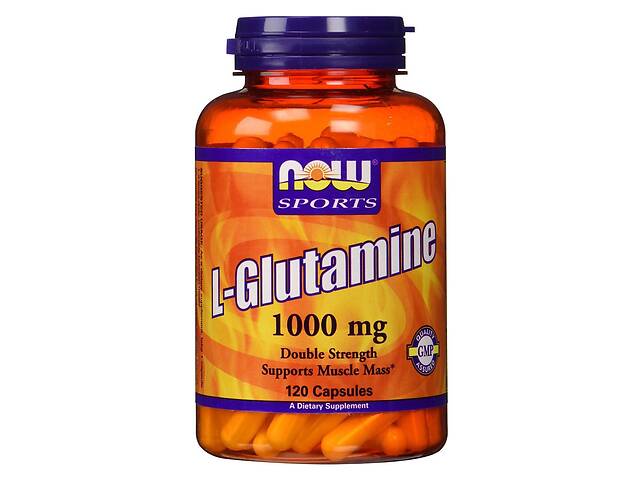 Глютамин 1000 мг, L-Glutamine, Now Foods Sports, 120 каспул
