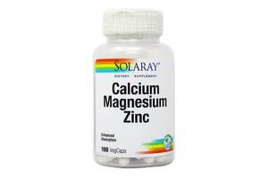 Кальций Магний Цинк, Calcium Magnesium Zinc, Solaray, 100 капсул