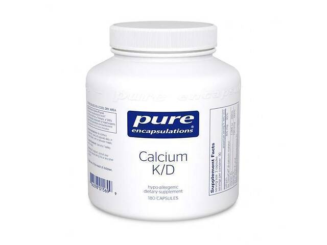 Кальций с витаминами K и Д Calcium K/D Pure Encapsulations для укрепления костей иммунной системы толстой кишки и сер...