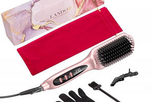 Керамическая выпрямительная щетка с подогревом/Выпрямитель для волос LANDOT 60 W Розовый