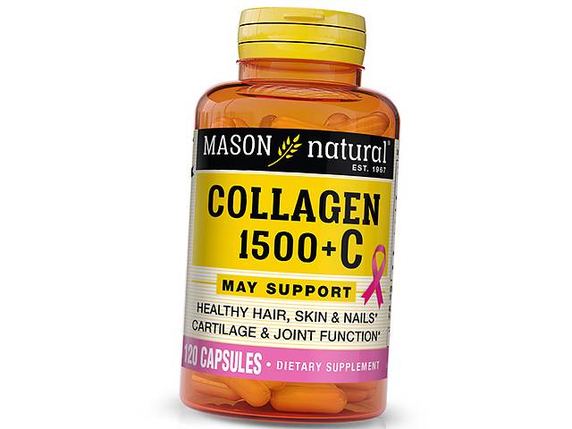 Коллаген и Витамин С Collagen 1500 + Vitamin C Mason Natural 120капс (68529002)