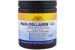 Комплекс для кожи, волос, ногтей Country Life Maxi-Collagen C & A plus Biotin High Potency Flavorless Powder 7.5 oz 2...