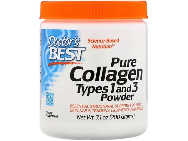 Комплекс для кожи волос ногтей Doctor's Best DRB-00203 Pure Collagen Types 1 and 3 Powder 7.1 oz 200 g /30 servings