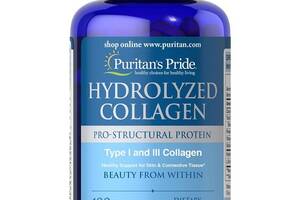 Комплекс для кожи, волос, ногтей Puritan's Pride Hydrolyzed Collagen 1000 mg 180 Caplets