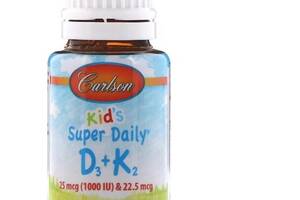 Комплекс Витамин D3+K2 Carlson Labs Kid's Super Daily D3+K2 25 mcg 1,000 IU & 22.5 mcg 0.34 fl oz 10,16 ml