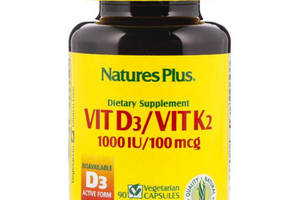 Комплекс Витамин D3+K2 Nature's Plus Vit D3/Vit K2 1000 IU/100 mcg 90 Veg Caps