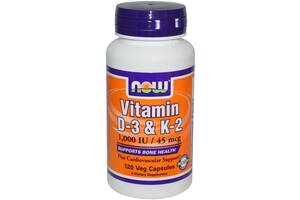 Комплекс Витамин D3+K2 NOW Foods Vitamin D-3 & K-2 120 Veg Caps