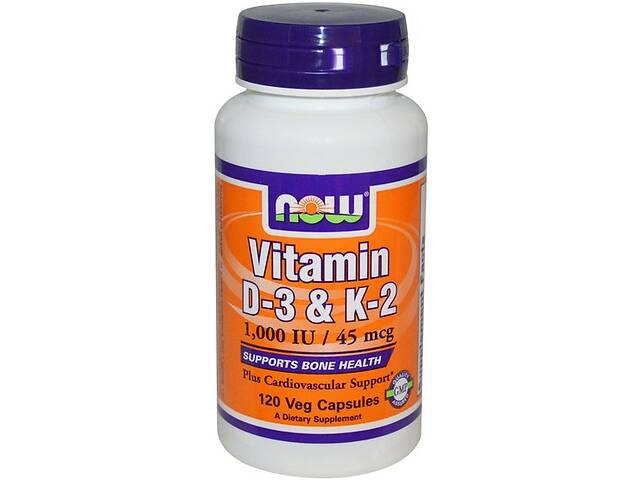 Комплекс Витамин D3+K2 NOW Foods Vitamin D-3 & K-2 120 Veg Caps