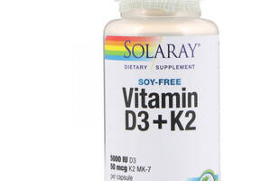 Комплекс Витамин D3+K2 Solaray Vitamin D3 + K2 Soy Free 60 Veg Caps