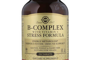 Комплекс витаминов В + С B-Complex with Vitamin C Solgar стресс формула 250 таблеток