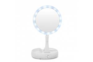 Косметическое зеркало My Foldaway Mirror для макияжа с Led подсветкой круглое настольное