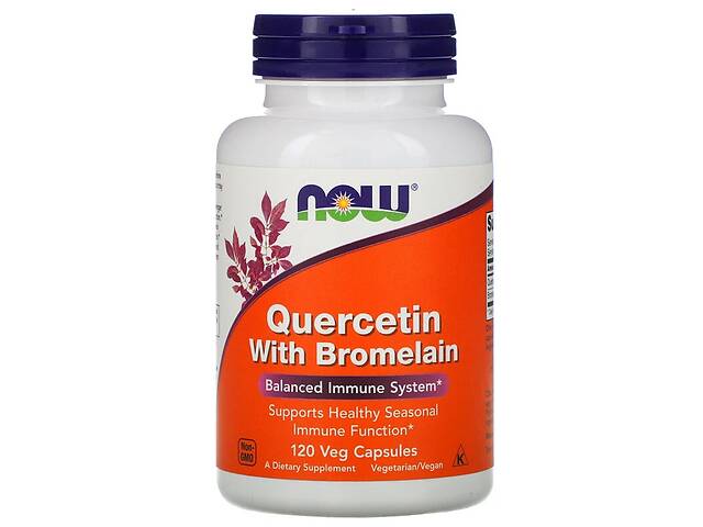 Кверцетин с Бромелайном, Quercetin with Bromelain, Now Foods, 120 вегетарианских капсул