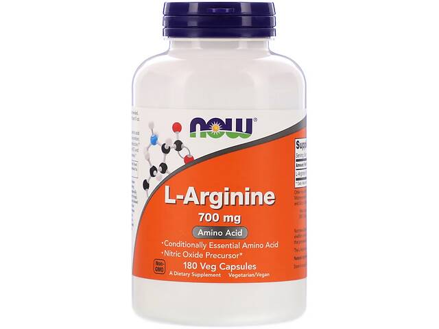 L-Arginine 700мг Now Foods 180 вегетарианских капсул