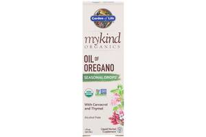 Масло Орегано, Сезонные Капли, MyKind Organics, Garden of Life, 1 жидкая унция (30 мл)