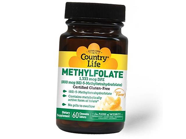 Метилфолат Methylfolate Country Life 60 таб Апельсин (36124111)
