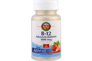 Метилкобаламин KAL B-12 Adenosylcobalamin 1000 mcg 90 Micro Tablets Strawberry Flavor