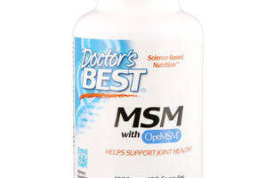 Метилсульфонилметан, МСМ, MSM with OptiMSM, Doctor's Best, 1000 мг, 180 капсул