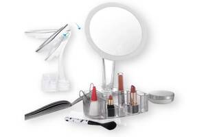 Многофункциональное зеркало Cosmetic mirror с LED подсветкой круглое 26LED 360° и органайзером XH-086 Белый (XH-086_276)