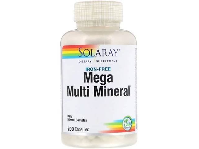Мультиминеральный комплекс Solaray Mega Multi Mineral Iron Free 200 Caps SOR-04514