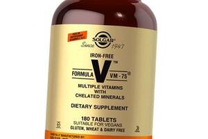 Мультивитамины без железа Iron-Free Formula VM-75 Solgar 180таб (36313211)