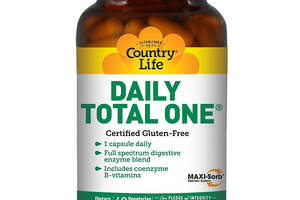 Мультивитамины для взрослых с железом Country Life Daily Total One 60 желатиновых капсул (CLF8164)