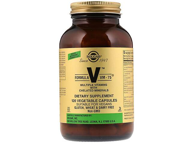 Мультивитамины формула VM-75 Multiple Vitamins Solgar 120 капсул