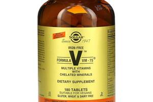 Мультивитамины и хелатные минералы без железа Formula V VM-75 Solgar 180 таблеток