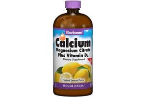 Микроэлемент Кальций Bluebonnet Nutrition Calcium Magnesium Citrate + Vitamin D3, 16 oz 472 ml Natural Lemon Flavor B...