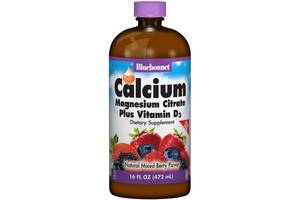 Микроэлемент Кальций Bluebonnet Nutrition Calcium Magnesium Citrate + Vitamin D3, 16 oz 472 ml Natural Mixed Berry Fl...