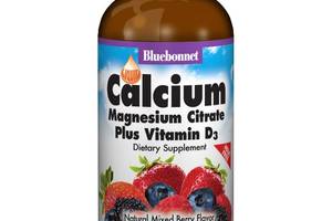 Микроэлемент Кальций Bluebonnet Nutrition Calcium Magnesium Citrate + Vitamin D3, 16 oz 472 ml Natural Mixed Berry Fl...