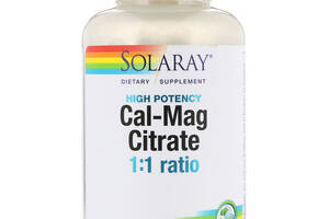Микроэлемент Кальций Solaray Cal-Mag Citrate 1:1 Ratio High Potency 180 Veg Caps SOR04525