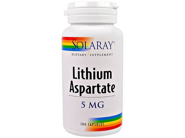 Микроэлемент Литий Solaray Lithium Aspartate 5 mg 100 Caps SOR-04599